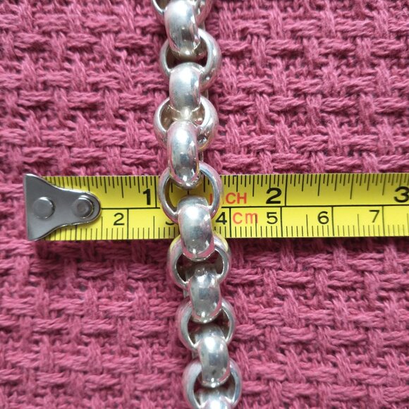 Vintage Large Link Women's Chunky Silver Plate Bracelet - Picture 7 of 9